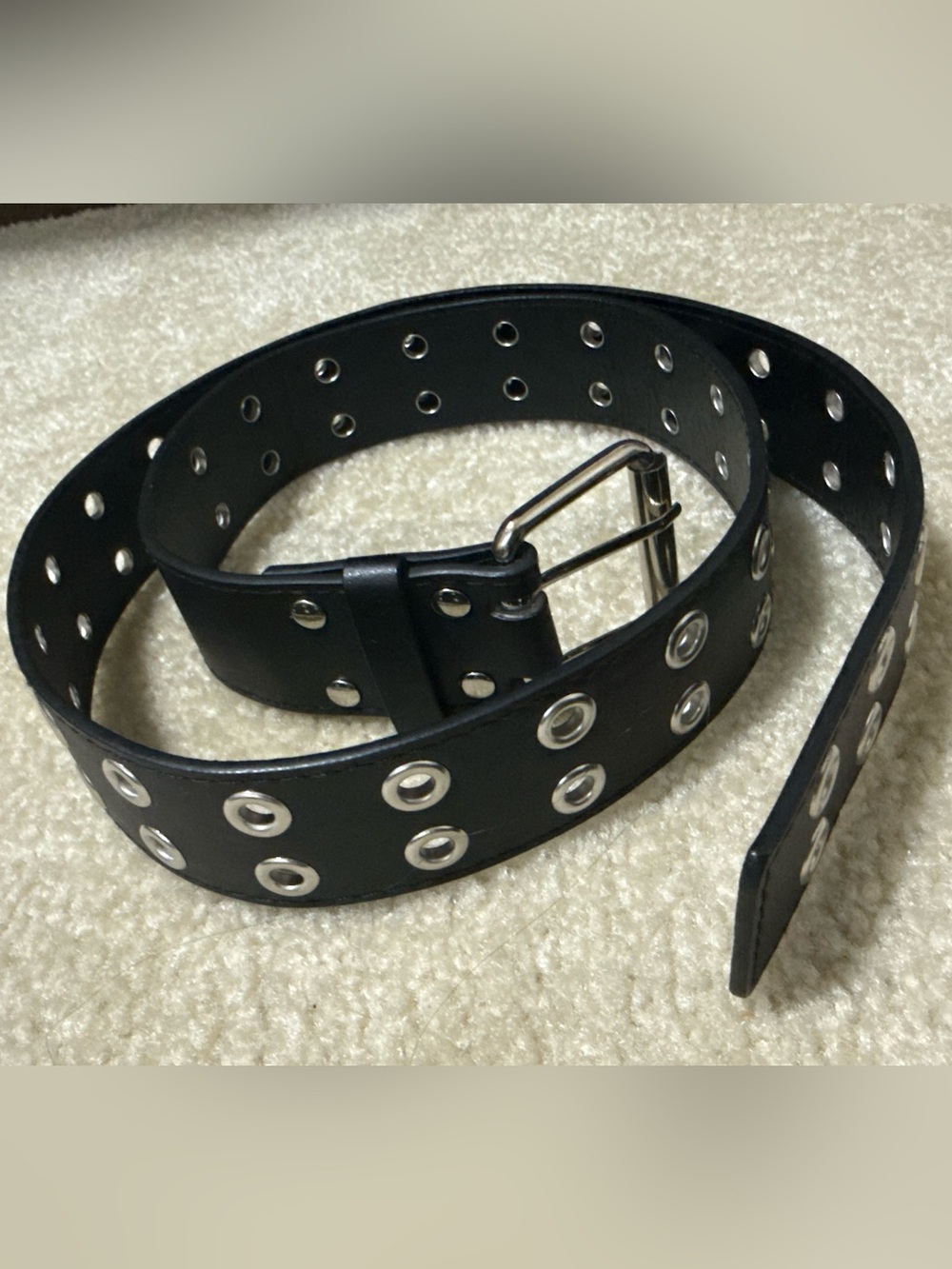 Black Double-Row Grommet Belt